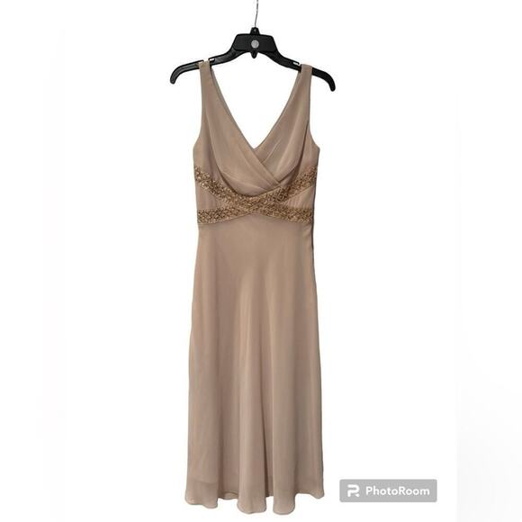 Eliza J Dress Nude Criss Cross Bodice, Womens Size 4 - Picture 3 of 7